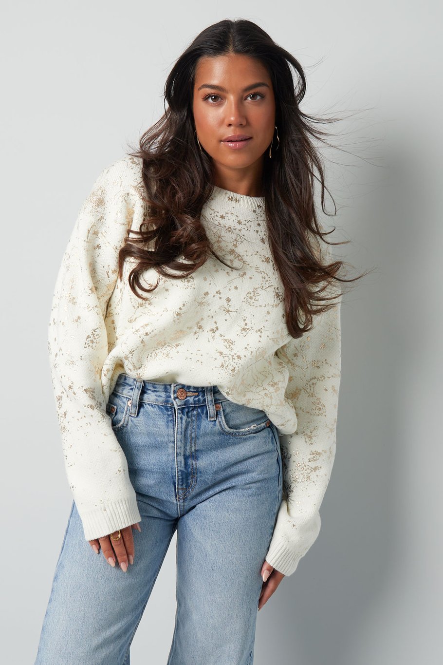 Pullover Glitzer Statement - schwarz Bild7